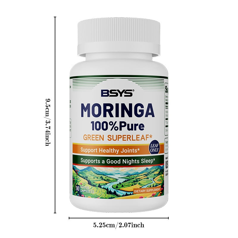 BSYS Moringa Capsules Antioxidant & Anti-Inflammatory Support Blood Sugar Health Aid Cholesterol Balance Formula Heart Wellness Support Immune Boost & Natural Defense