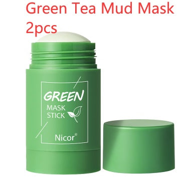 Maschera detergente al tè verde, stick di argilla, controllo dell'olio, maschera schiarente anti-acne, maschera alle alghe, cura della pelle
