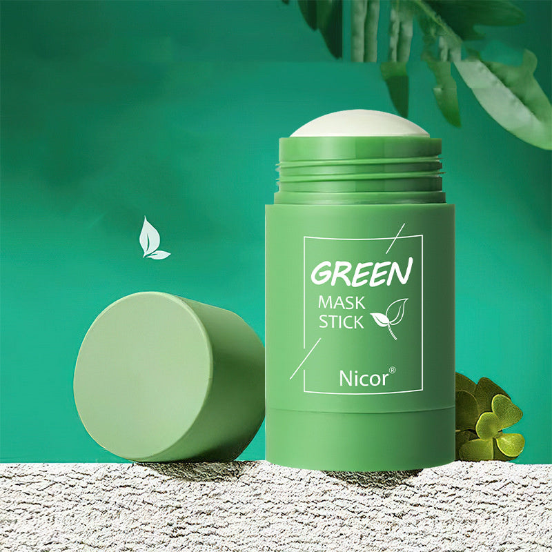 Maschera detergente al tè verde, stick di argilla, controllo dell'olio, maschera schiarente anti-acne, maschera alle alghe, cura della pelle