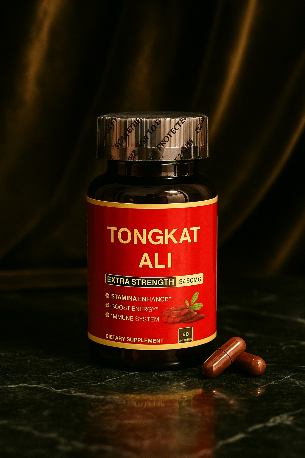 Integratore a base di erbe incapsulato tongkat ali maca man power