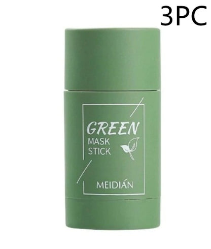 Maschera detergente al tè verde, stick di argilla, controllo dell'olio, maschera schiarente anti-acne, maschera alle alghe, cura della pelle