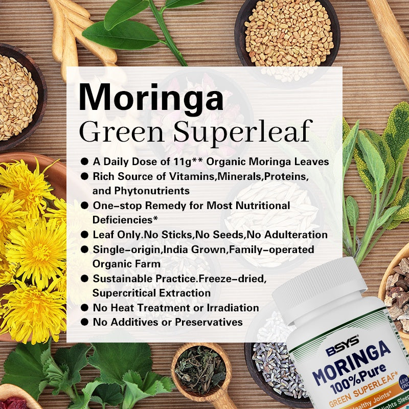 BSYS Moringa Capsules  Antioxidant & Anti-Inflammatory Support  Blood Sugar Health Aid  Cholesterol Balance Formula  Heart Wellness Support  Immune Boost & Natural Defense