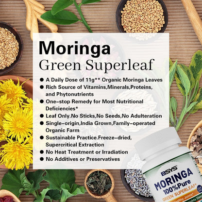 BSYS Moringa Capsules  Antioxidant & Anti-Inflammatory Support  Blood Sugar Health Aid  Cholesterol Balance Formula  Heart Wellness Support  Immune Boost & Natural Defense